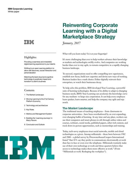 Reinventing Corporate Learning with a Digital Marketplace Strategy | PDF