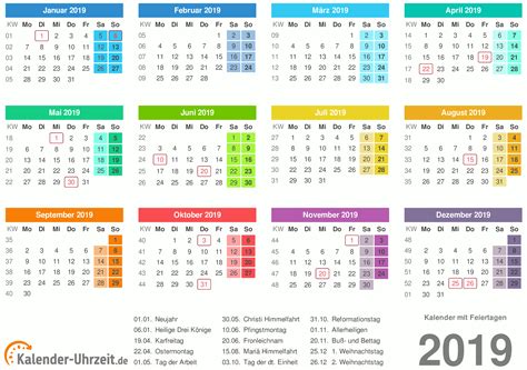 Kalender 2019 zum Ausdrucken. Gratis Vorlagen zum Download. | Daily