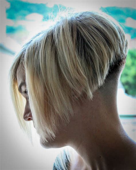 Really Short Nape Buzzed High Up Short Stacked Bob Hairstyles