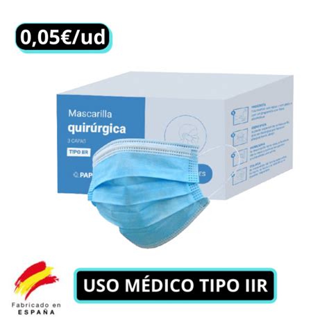 Mascarilla Quirurgica Azul Tipo Iir Ref Pro Caja Uds Salunatur