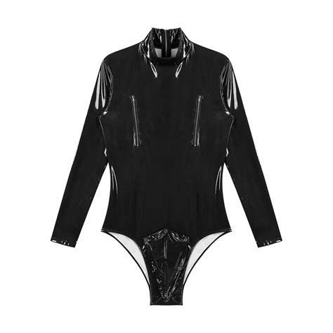 Mens Bodysuit Wet Look Pvc Catsuits Patent Leather Jumpsuits Underwear