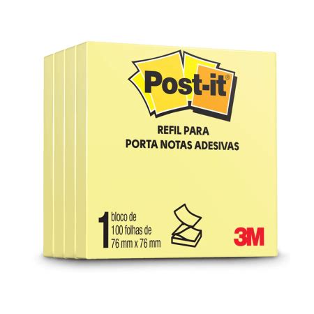 Bloco De Notas Adesivas Post It Refil Amarelo 76x76mm 100 Folhas Leve 4