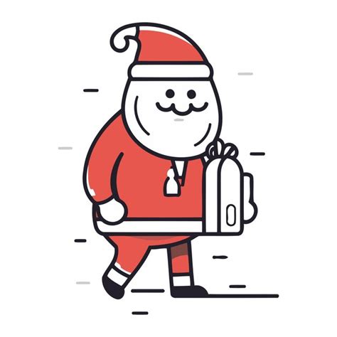 Premium Vector Santa Claus Holding A Bag Of Gifts Thin Line Vector