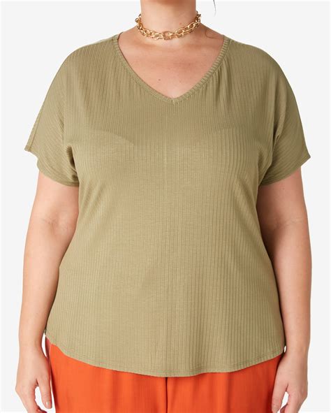 Riachuelo Blusa Plus Size Feminina Ampla Manga Curta Malha Canelada