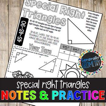 Special Right Triangles Guided Notes And Practice Worksheet Geometry