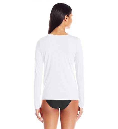 Womens Whitewash Loose Fit Long Sleeve Uv Rashguard Top White