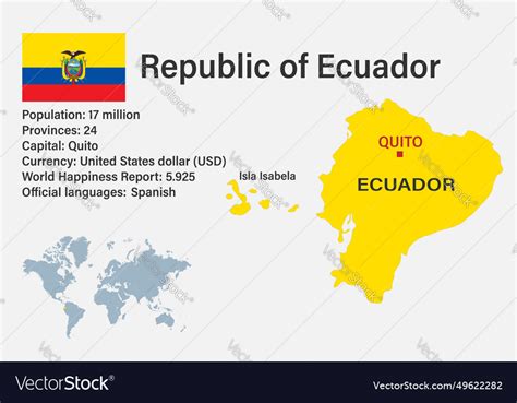 Highly detailed ecuador map with flag capital Vector Image