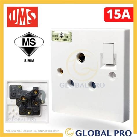 1 Pc Ums 15a Switch Socket 250v Ac 1 Gang Switched Socket Outlet Heavy Duty Socket 1215a Lazada