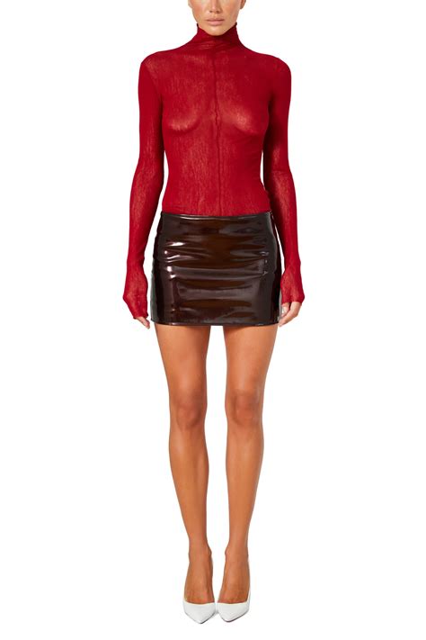 Chocolate Pvc Low Slung Mini Skirt Laquan Smith