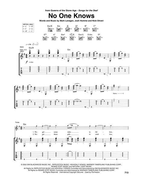 No One Knows By Queens Of The Stone Age Guitar Tab Guitar Instructor