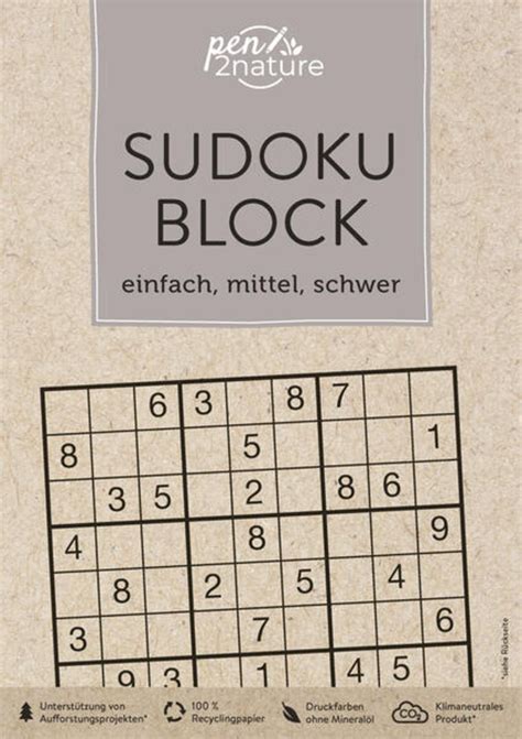 Sudoku Block Einfach Mittel Schwer 192 Sudokus In 3