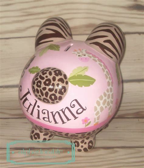 Alphadorable Custom Hand Painted Piggy Banks To Match Jungle Jill Nursery