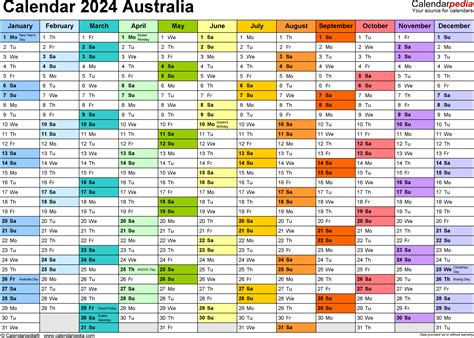 Australia Calendar 2024 Free Printable Word Templates From Gilbert ...