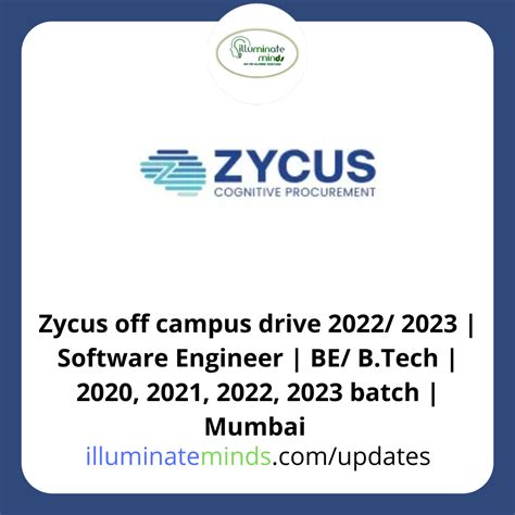 Zycus Off Campus Drive 2022 2023 Software Engineer BE B Tech