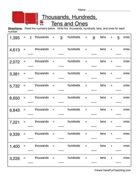 Place Value Thousands Hundreds Tens Ones Worksheets Worksheetscity