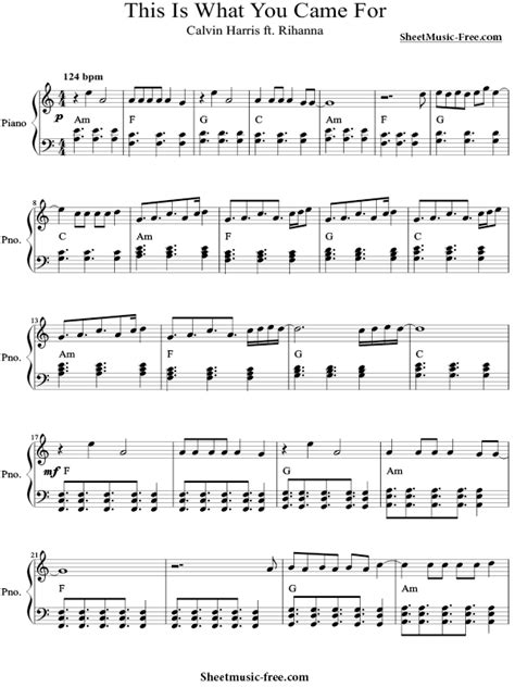 This Is What You Came For Sheet Music Calvin Harris Ft Rihanna