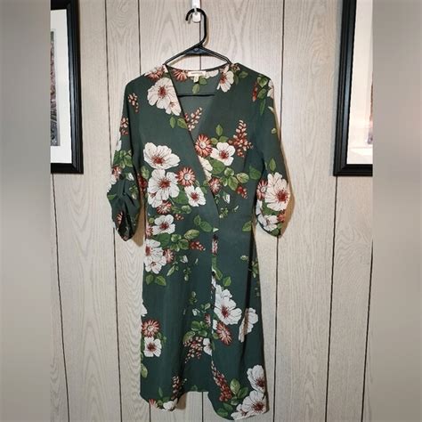 Monteau Dresses Green Floral Faux Wrap Dress Poshmark