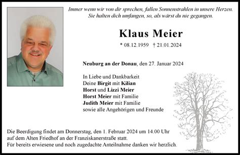 Traueranzeigen Von Klaus Meier Augsburger Allgemeine Zeitung