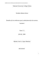 Buad Docx Desaf Os De Los Sindicatos Para La Administraci N