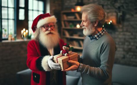 Premium AI Image | Elderly people receive Christmas gifts in a warm ...