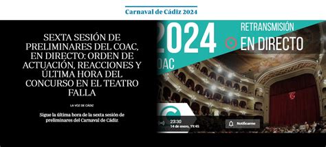 Repasa la sexta sesión de preliminares del COAC 2024 en directo orden