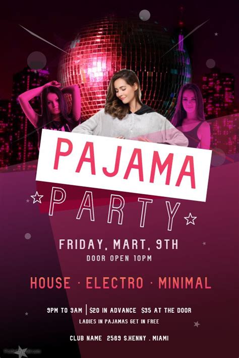 Neon Deluxe Pajama Party Flyer Artwork Custom Template