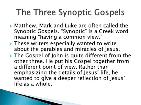 PPT - The Three Synoptic Gospels PowerPoint Presentation, free download ...