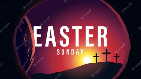 Premium Vector Easter Sunday Morning Illustration Tomb And Calvary