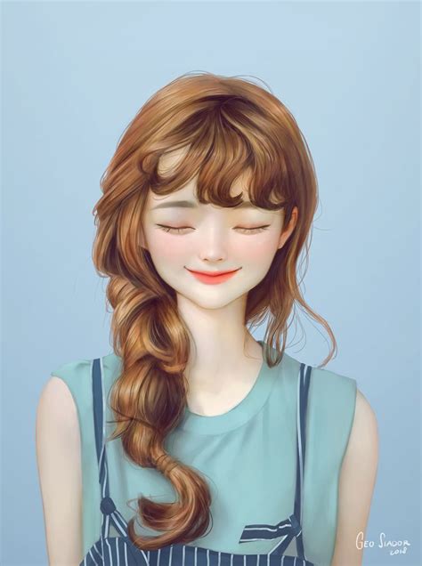 Stylized Portrait Geo Siador Portrait Cute Girl Drawing Girl Cartoon