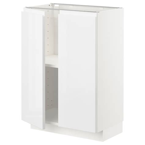 Metod Base Cabinet With Shelves 2 Doors White Voxtorp High Gloss White 60x37x80 Cm Ikea