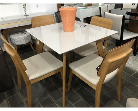 Conjunto Mesa De Jantar Quadrada 90cm UNI 4 Cadeiras MONACO