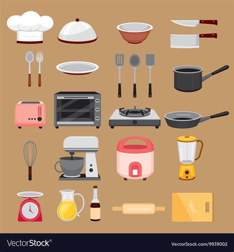 Kitchen Equipment Icons Set Royalty Free Vector Image