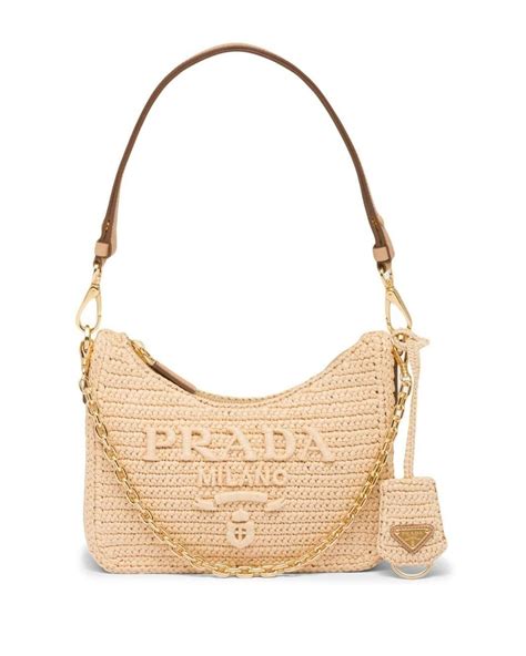 Prada Re Edition Crochet Knit Mini Bag In Natural Lyst