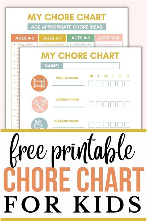 free printable daily routine chore chart by age