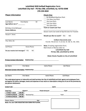 Fillable Online Softball Registration Forms Pdf Fax Email Print