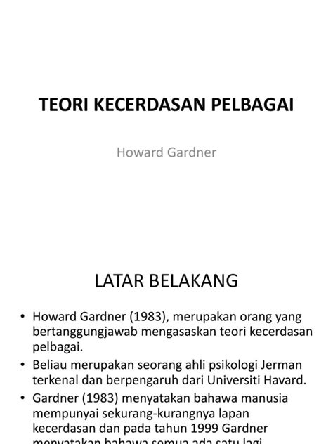 Kecerdasan Pelbagai Howard Gardner Teorikecerdasanpelbagai Gardner Pdf Hana Afwerki