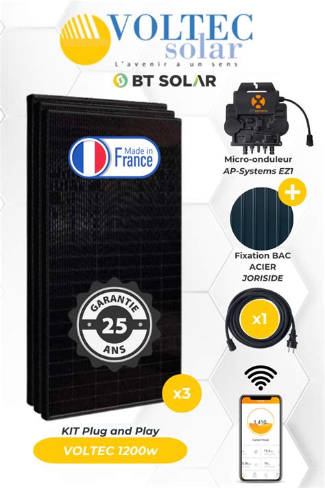 Kit panneau solaire autoconsommation 1200 Wc VOLTEC français Plug and