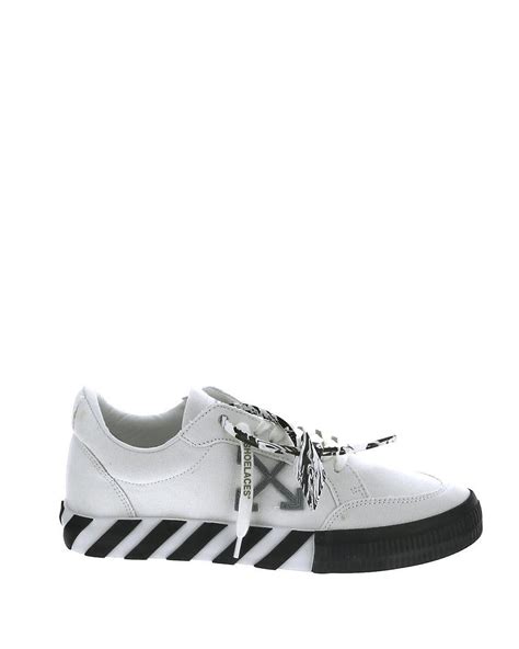 Off White C O Virgil Abloh Low Vulcanized Eco Canvas Sneakers In White