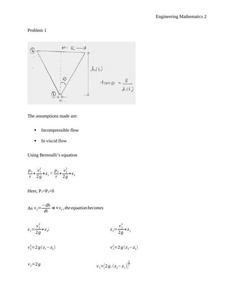 Solved Problems On Engineering Mathematics With Bernoullis Equation