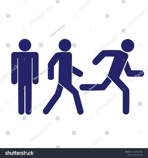 Man Stands Walk Run Icon Set Stock Vector Royalty Free 2185123341