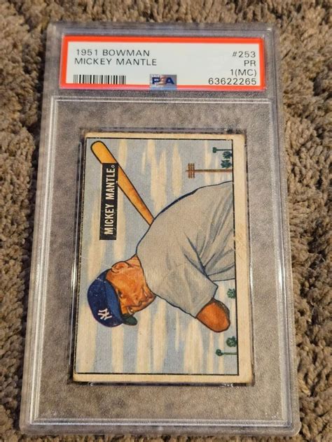 1951 Bowman Mickey Mantle Yankees Rookie Card 253 RC HOF PSA 1MC EBay