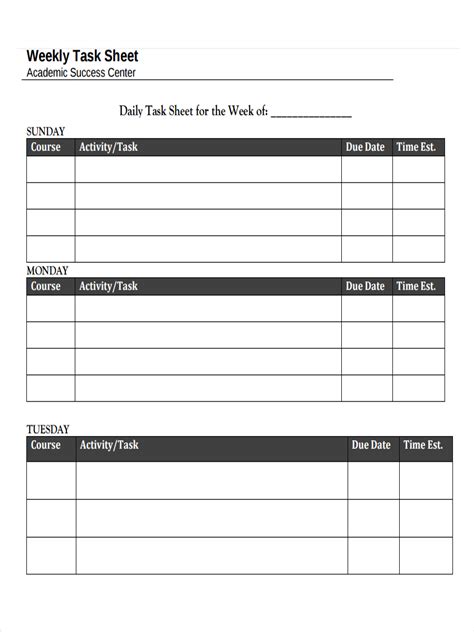 Task Sheet - 6+ Examples, Format, How to Create, Pdf