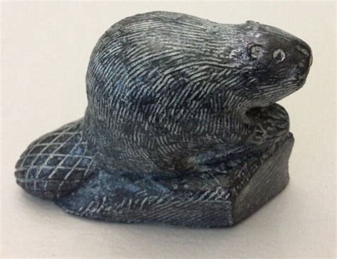 X Beaver Soapstone Carved Statue Handmade Canada Ebay