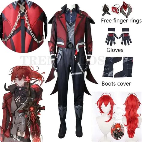 Diluc Ragnvindr New Skin Cosplay Costume Halloween Carnival Suit Diluc