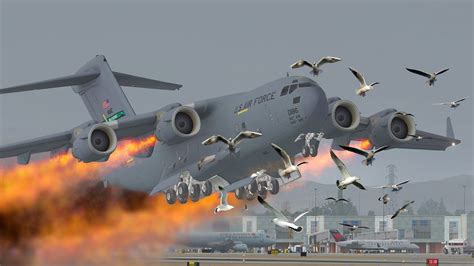 C 17 Crashes Immediately After Takeoff Due To Bird Strike Xp11 Youtube