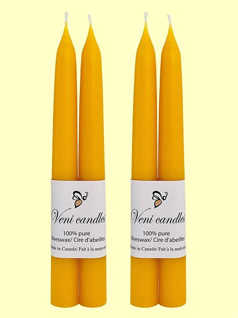 100 Pure Beeswax Taper Candles 7 8” X 8 Two Pairs 4 Candles Amazon Ca Home