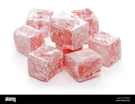 Red Turkish Delights Isolated On White Background Stock Photo Alamy