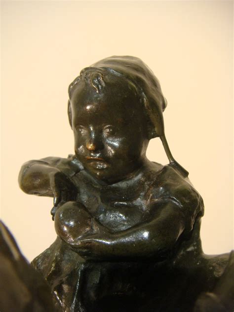 Proantic Sculpture En Bronze Homme Et Ses Enfants Léonardo Bistolfi