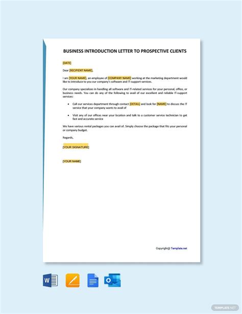 Company Introduction Letter For New Business In Google Docs Word