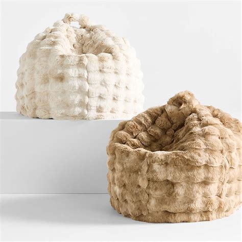 Sesame Brown Textured Faux Fur 30" Bean Bag Chair Cover | Crate & Kids